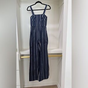 Gianni Bini Navy and White Striped Jumpsuit